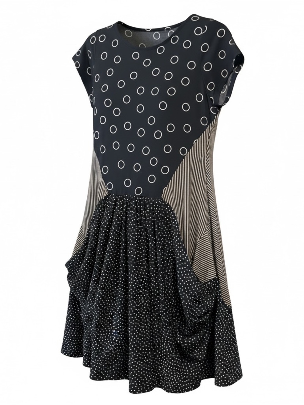 ALEMBIKA Short Sleeve Cocoon Dress Lagenlook Artsy size US 8-10